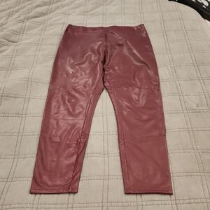 Ci Sono Women's Burgundy Faux Leather Leggings Size XL!